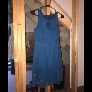 Blue dress with sequence lining on the bottom